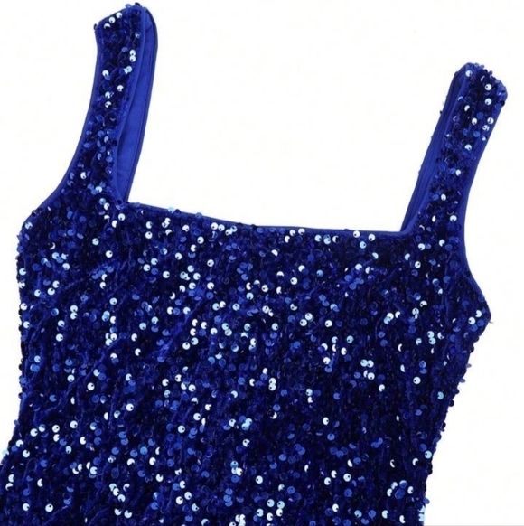 Blue Sequined Pendulum Special Event Maxi Dress - Picture 14 of 16